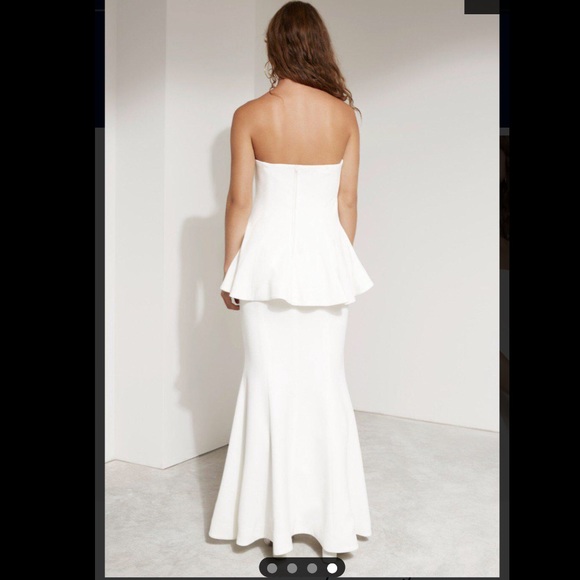 White maxi trumpet strapless dress - Picture 4 of 7